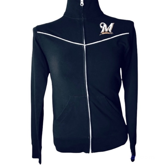 Forty Seven Brand Milwaukee Brewers MLB cotton licensed stadium jacket black M - Picture 2 of 7